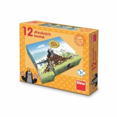 Dřevěné licenční kostky Krtkův rok - 12 kostek