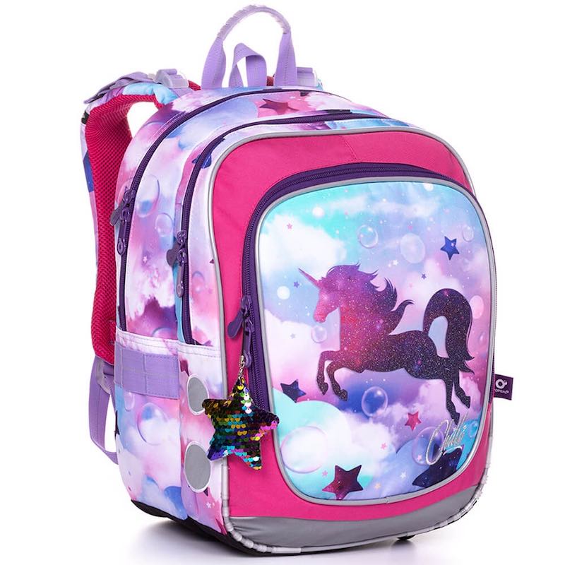 Školní batoh v setu Topgal s jednorožcem růžový ENDY 20002 SET SMALL