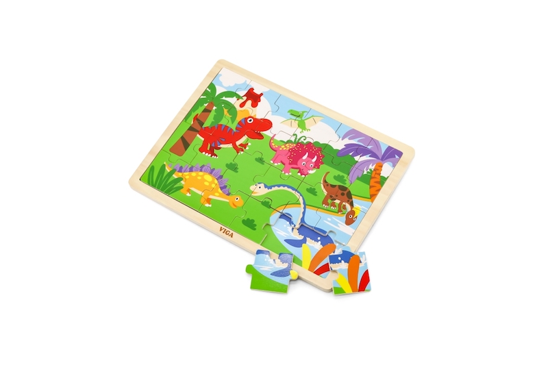 Dřevěné puzzle 24 dílků - dinosauři Viga
