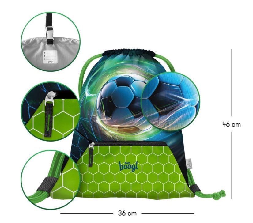 BAAGL 3 SET Airy Fotbal Míč: batoh, penál, sáček - Baagl