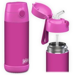 Dětská nerezová termoláhev s brčkem JARLSON CHARLI Magenta 350 ml