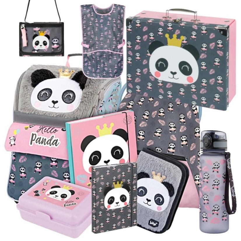 Školní aktovka v setu pro prvňáčky Baagl Zippy Panda - 10 dílů