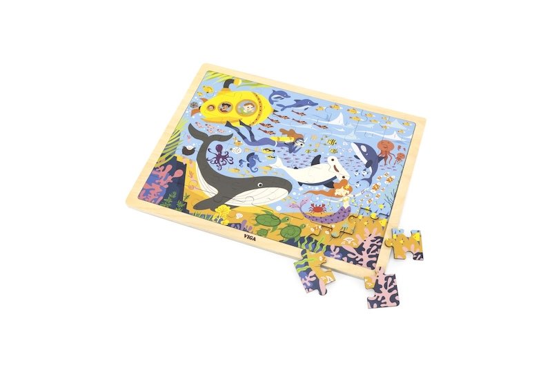 Dřevěné puzzle 48 dílků - mořský život Viga