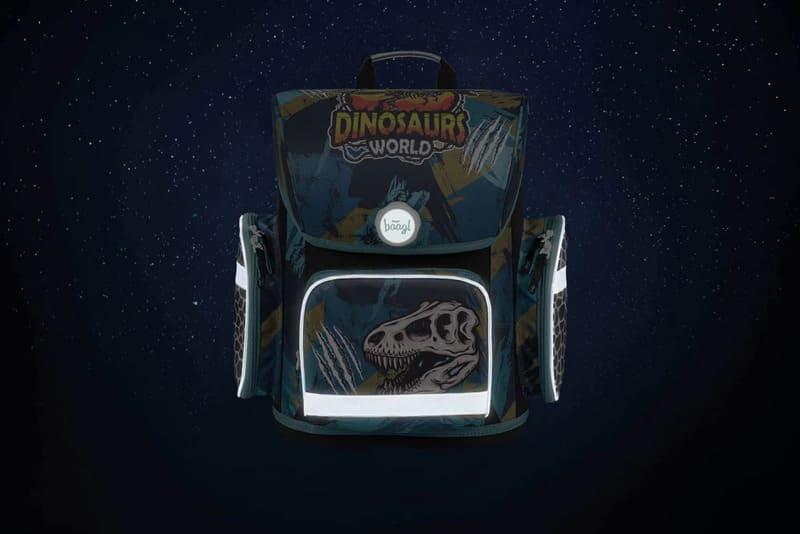 Školní aktovka v setu pro prvňáčky Baagl Ergo Dinosaurs World - 3 díly