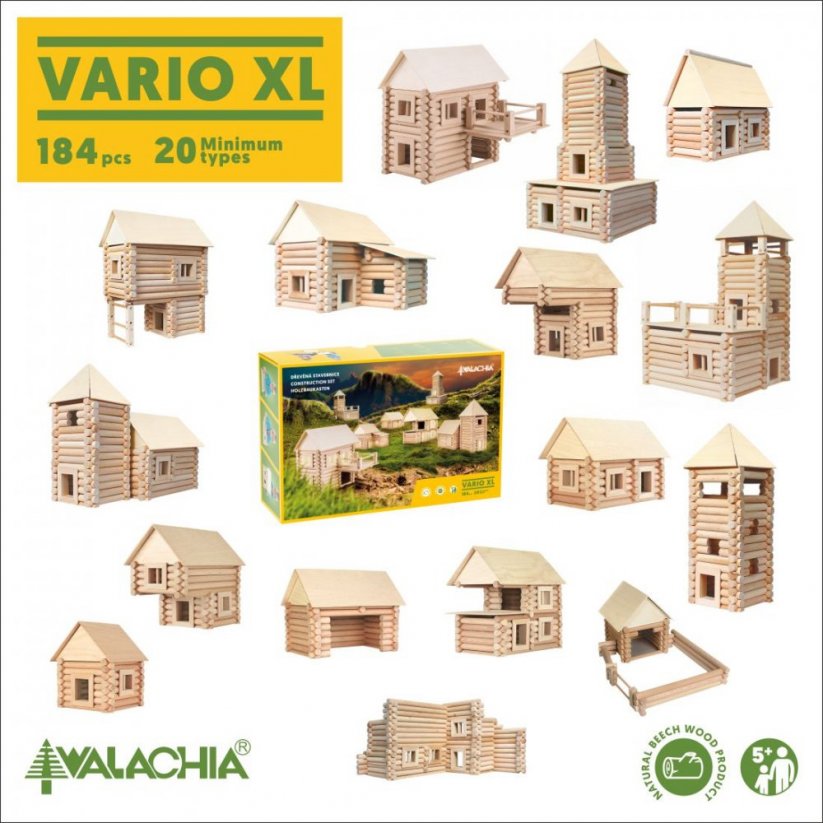 Dřevěná stavebnice Walachia Vario XL 184 dílů