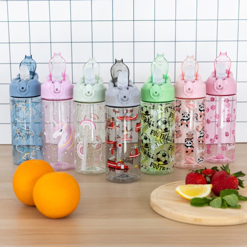 BAAGL Tritanová láhev na pití s brčkem Rainbow Unicorn 500 ml - Baagl