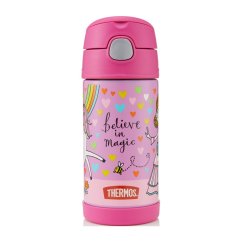 Detská termoska Funtainer so slamkou 355 ml - jednorožec