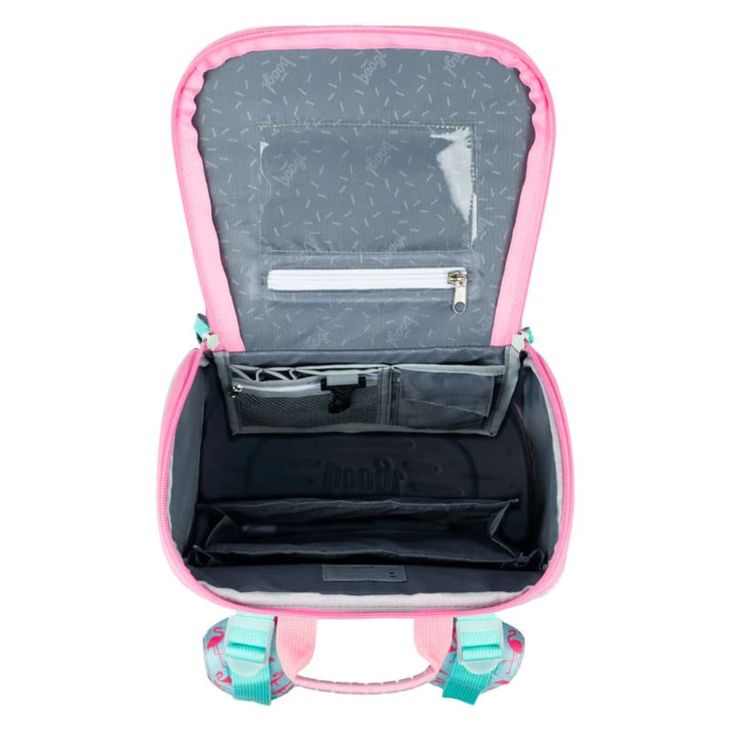 Školní aktovka v setu  pro prvňáčky Baagl Zippy Plameňák - 3 díly