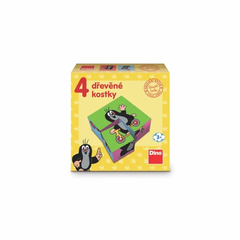 Dřevěné licenční kostky Krteček - 4 kostky