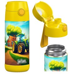 Detská nerezová fľaša na pitie JARLSON MALI Traktor 350 ml