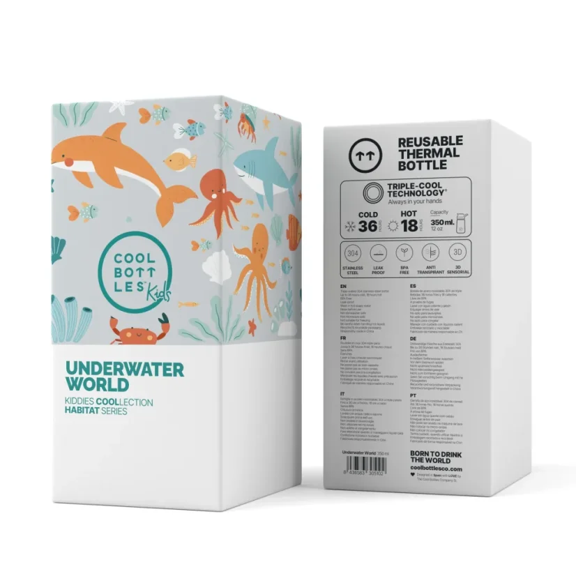 Dětská nerezová termoláhev COOL BOTTLES Kiddie Underwater World 350 ml 3D