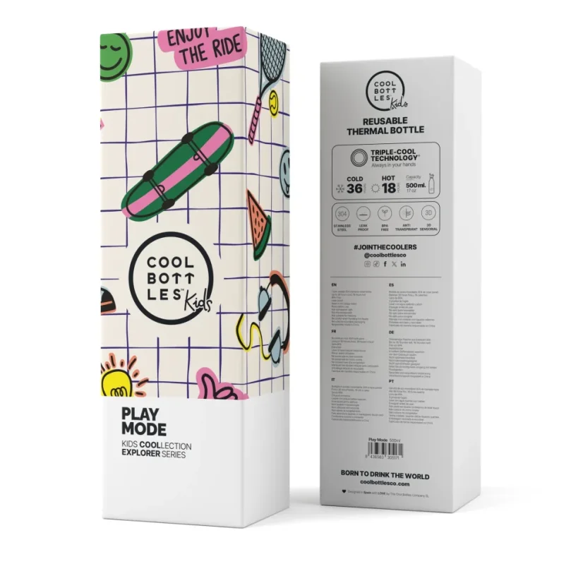Dětská nerezová termolahev COOL BOTTLES Kids Play Mode třívrstvá 500 ml 3D