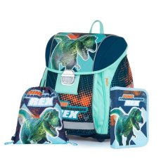 Školní aktovka v setu pro prvňáčky Oxybag PREMIUM LIGHT Premium Dinosaurus - 3 díly