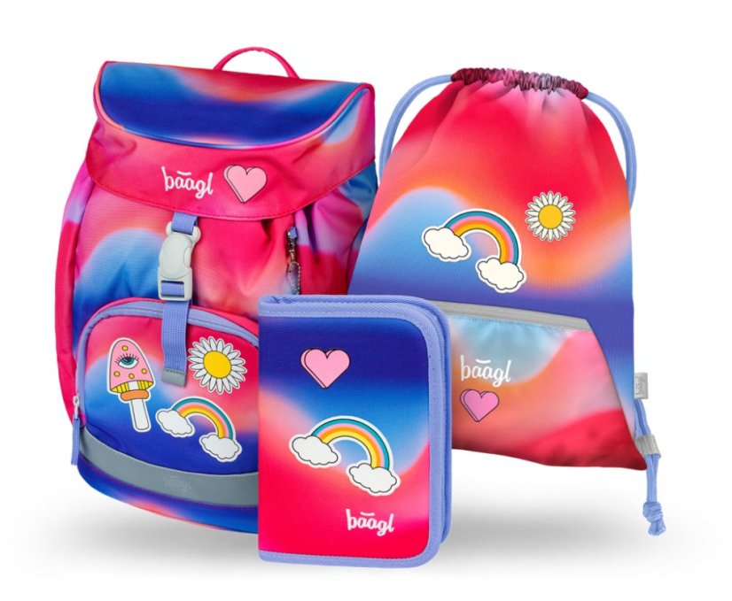 BAAGL 3 SET Airy Hippie: batoh, penál, sáček - Baagl