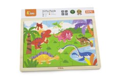 Dřevěné puzzle 24 dílků - dinosauři Viga
