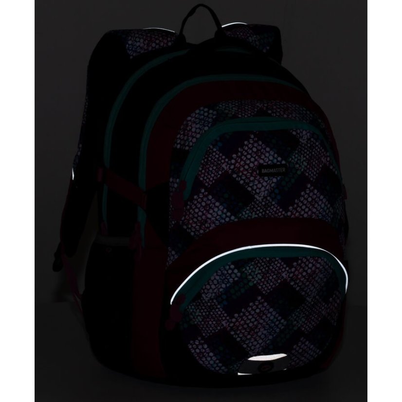 Školní batoh BAGMASTER THEORY 20 A PINK/TURQUOISE/WHITE