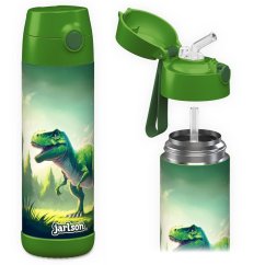 Dětská nerezová termoláhev s brčkem JARLSON CHARLI Dinosaurus 500 ml