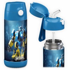 Dětská nerezová termoláhev s brčkem JARLSON CHARLI Robot 350 ml