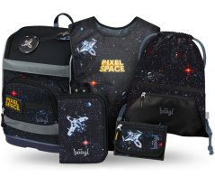 BAAGL SET 5 Zippy Plus Pixel Space: aktovka, penál, sáček, zástěra, peněženka - Baagl