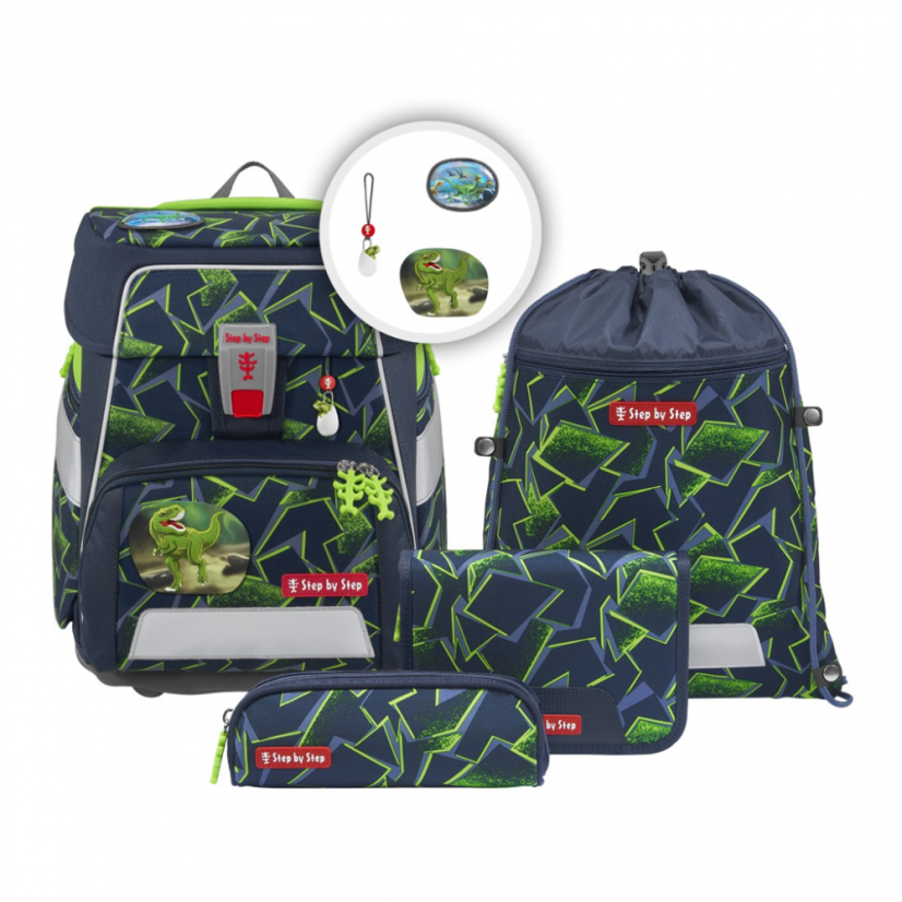 Školní aktovka SPACE pro prvňáčky - 5dílný set, Step by Step Wild T-Rex Taro, certifikát AGR - Step by Step