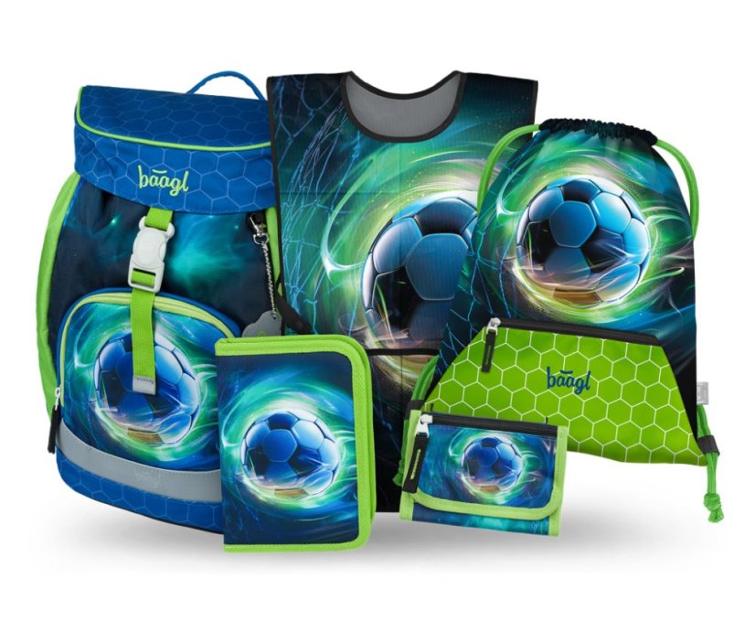BAAGL SET 5 Airy Fotbal Míč: batoh, penál, sáček, zástěra, peněženka - Baagl