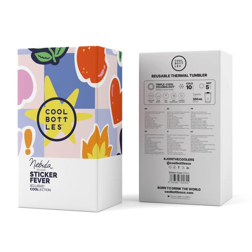 Nerezový termohrnek Cool Bottles Xclusive! Nébula - Sticker Fever 550 ml