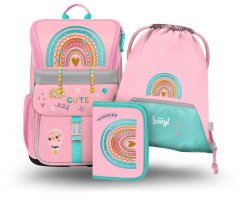 BAAGL 3 SET Zippy Duha růžový: aktovka, penál, sáček - Baagl