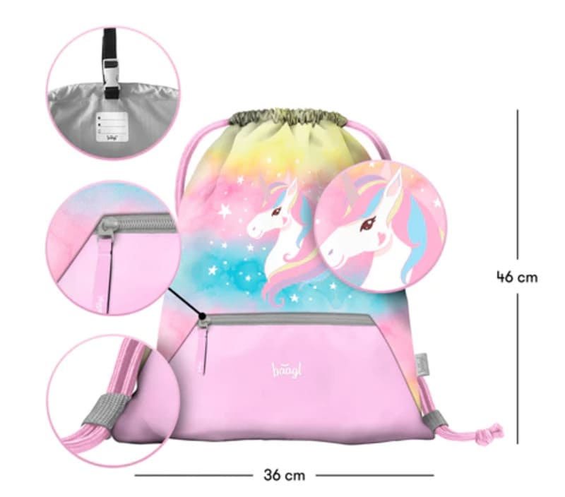 BAAGL 3 SET Airy Rainbow Unicorn: aktovka, penál, sáček
