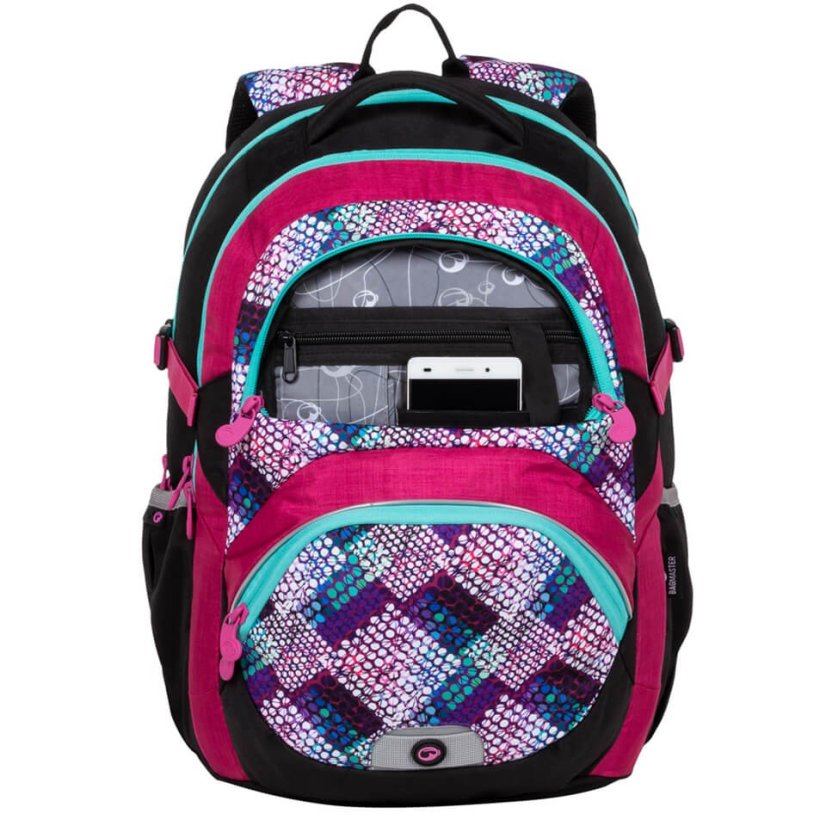 Školní batoh BAGMASTER THEORY 20 A PINK/TURQUOISE/WHITE