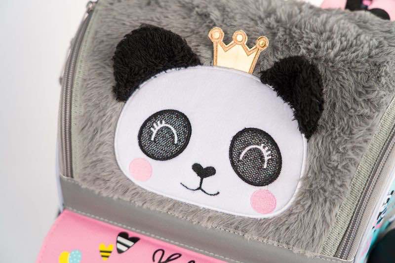 Školní aktovka v setu pro prvňáčky Baagl Zippy Panda - 7 dílů - láhev s brčkem