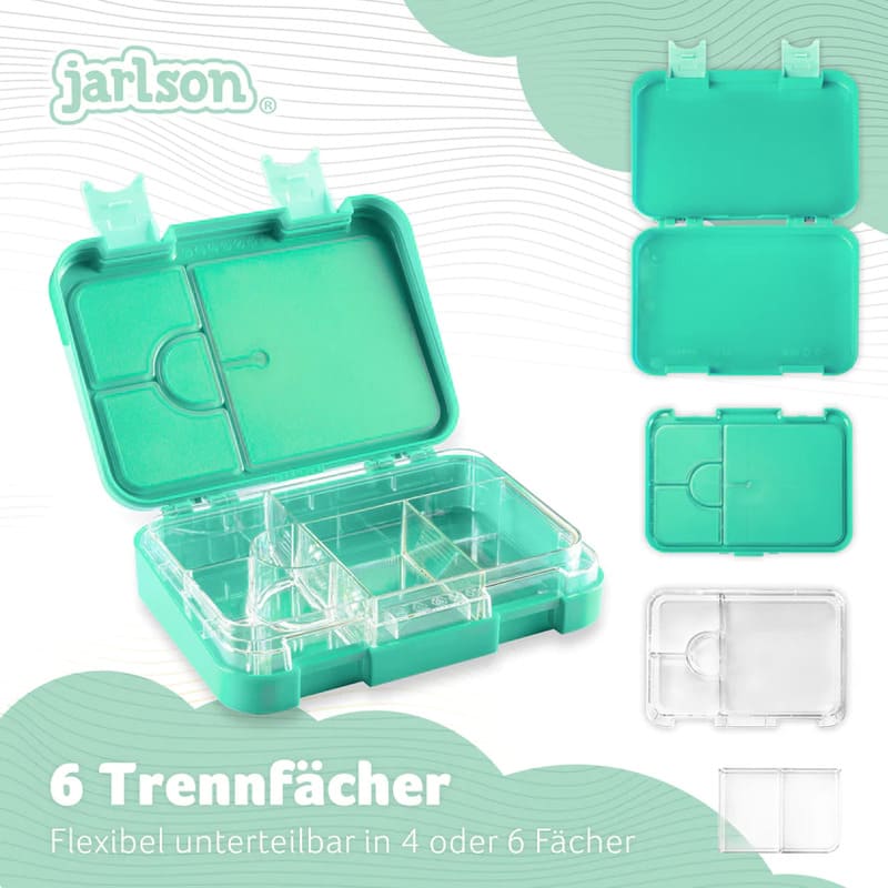 Box na svačinu JARLSON TONI Tyrkysový - 6 přihrádek