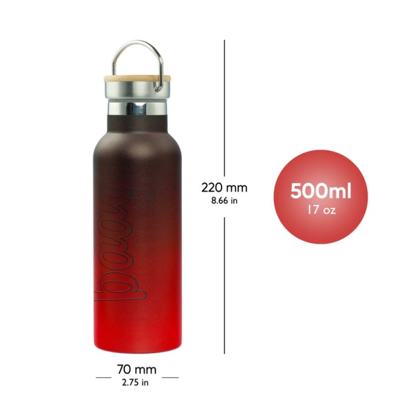 BAAGL Termoláhev s bambusovým víčkem Gradient červeno-černá, 500 ml - Baagl