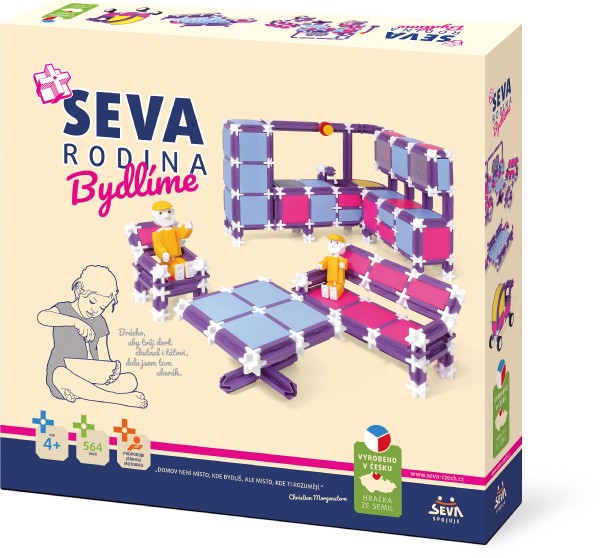 Stavebnice SEVA RODINA Bydlíme plast 564ks v krabici 35x33x7cm - SEVA