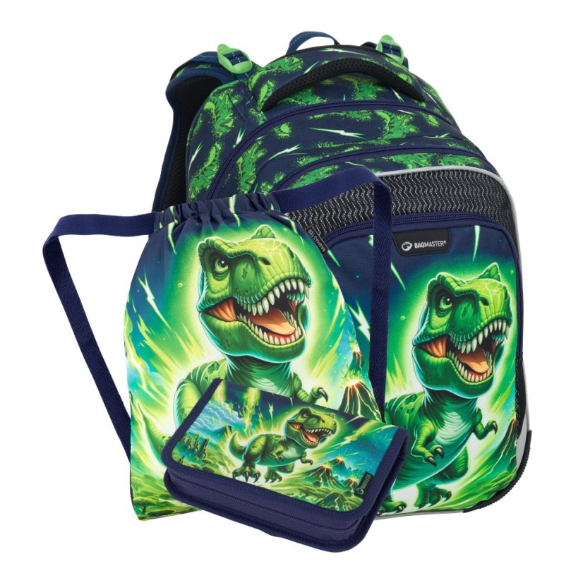 Bagmaster LUMI 25 C malý školní set pro prvňáčky – dinosaurus - Bagmaster