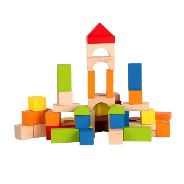 Kostky dřevěná stavebnice a vkládačka 100 ks