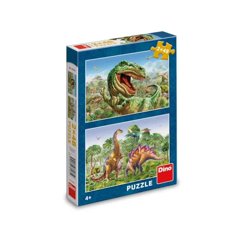 Puzzle Souboj dinosaurů 2x48 dílků