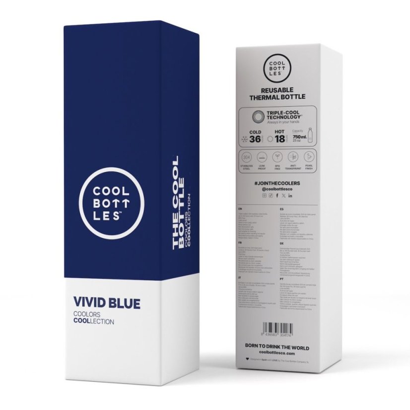 Nerezová termolahev COOL BOTTLES Vivid Blue třívrstvá 750 ml
