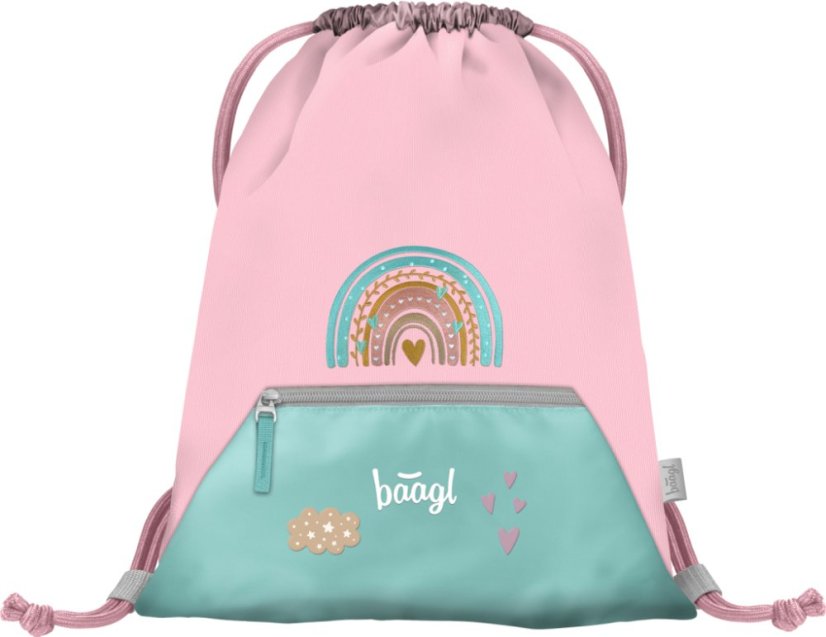 BAAGL SET 5 Zippy Duha růžový: aktovka, penál, sáček, zástěra, peněženka - Baagl