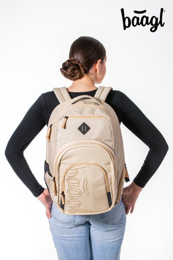 BAAGL 3 SET Coolmate Beige: batoh, penál, sáček - Baagl