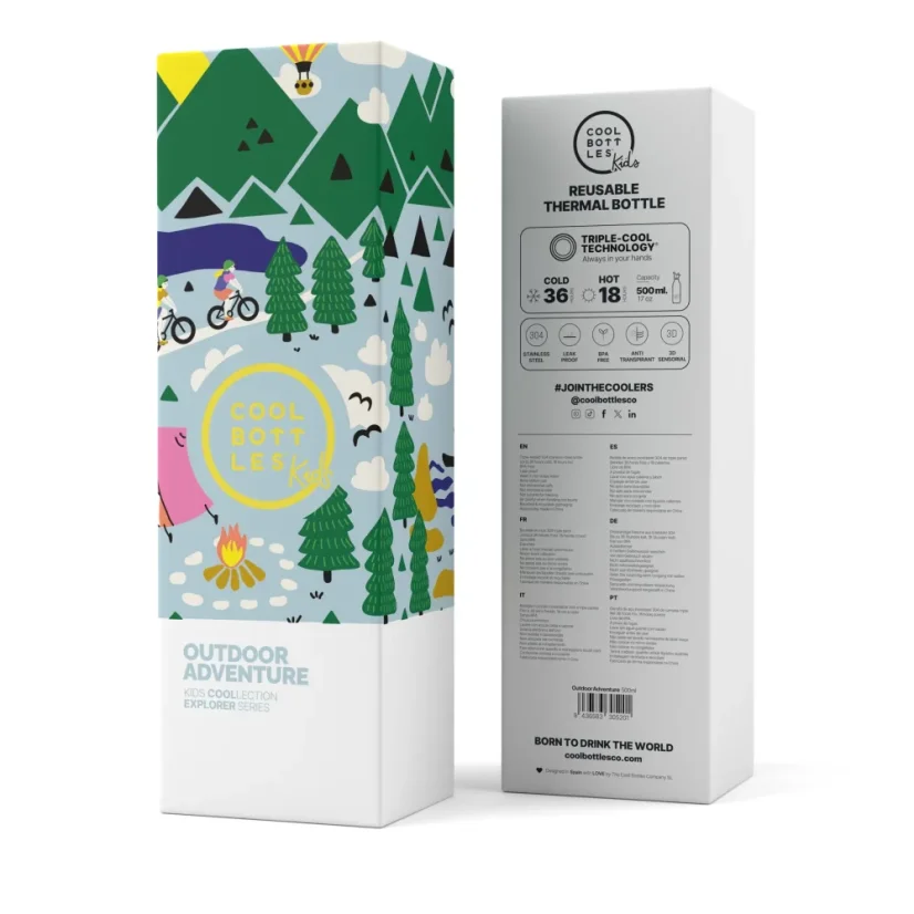 Dětská nerezová termolahev COOL BOTTLES Kids Outdoor Adventure třívrstvá 500 ml 3D