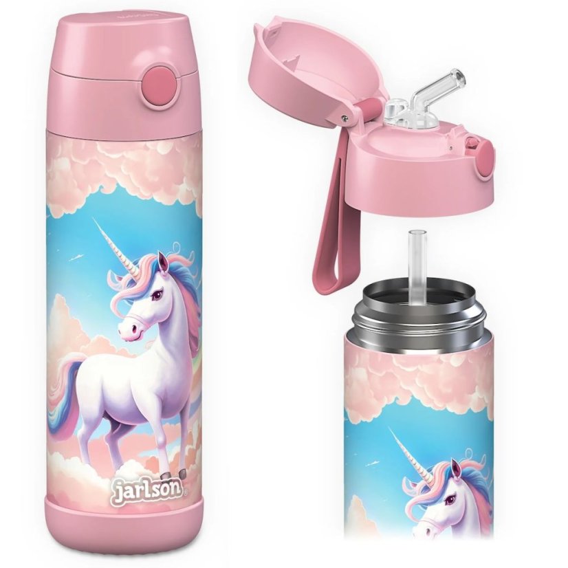 Dětská nerezová termoláhev s brčkem JARLSON CHARLI Unicorn 500 ml