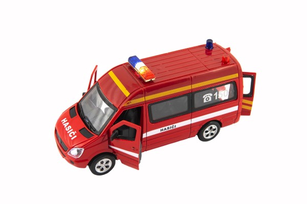Auto hasiči na baterie se světlem se zvukem na zpětné natažení