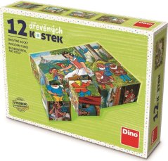 Dřevěné kostky Sněhurka - 12 kostek