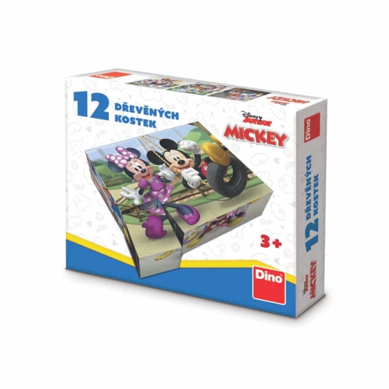 Dřevěné licenční kostky Mickey Mouse - 12 kostek