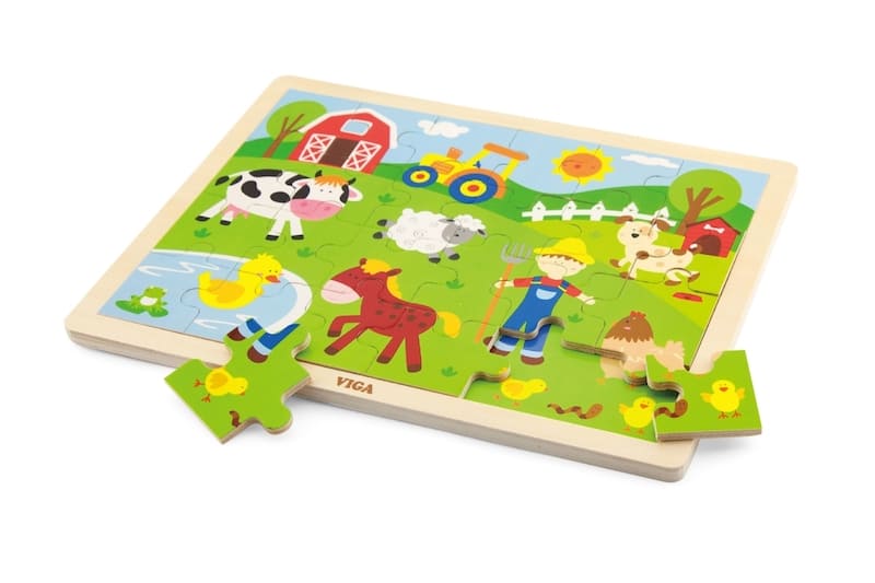Dřevěné puzzle 24 dílků - farma Viga