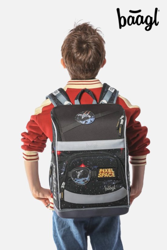 BAAGL SET 5 Zippy Plus Pixel Space: aktovka, penál, sáček, zástěra, peněženka - Baagl