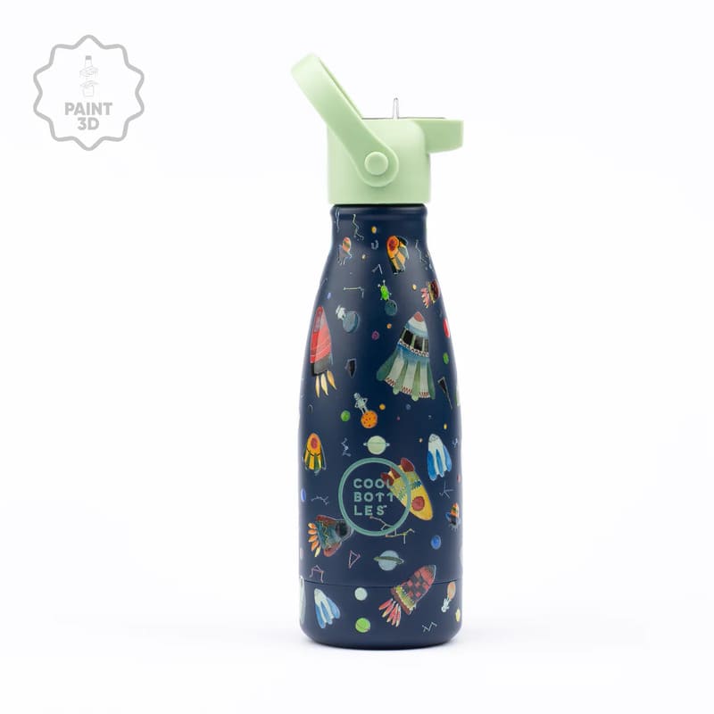 Dětská nerezová termolahev COOL BOTTLES Kids Space Rockets třívrstvá 260ml 3D