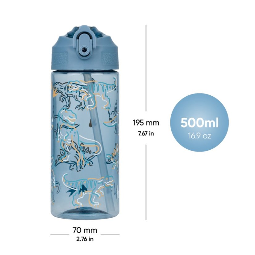 BAAGL Tritanová láhev na pití s brčkem Dino 500 ml - Baagl
