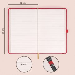 Notes Červený, linkovaný, 13 × 21 cm - Baagl