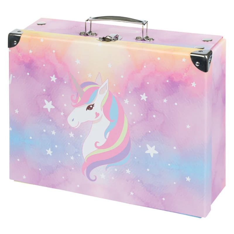 Skládací školní kufřík Baagl Rainbow Unicorn s kováním